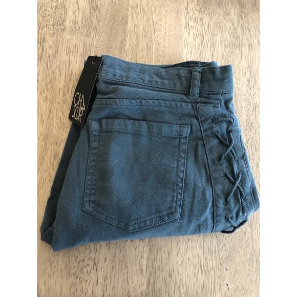 Chaser Canvas Utility Frayed Hem Lace-up Detail BluePants - M - Picture 7 of 7